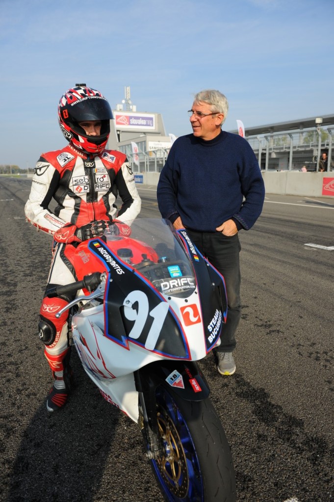 Razvan Mates during race 1 at Slovakia-Ring, Slovakia, starting grid with his coach - Traian Mihailescu