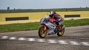 Razvan Mates racing at the East European Championship, 125SP category, finish line