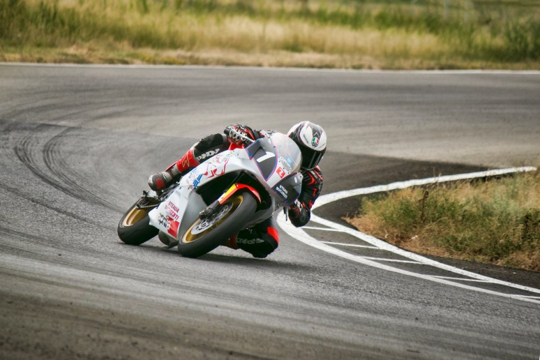 Razvan Mates racing at the East European Championship, 125SP category, final left turn