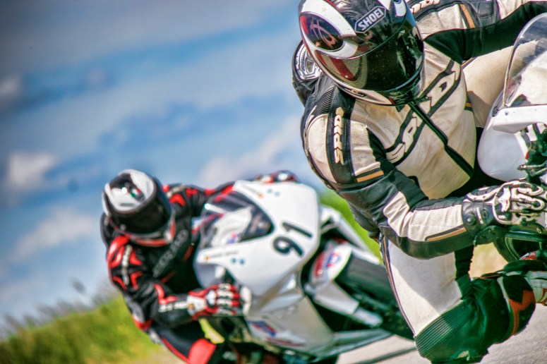 Razvan Mates Supersport Race 2017 East European Championship right turn with Adrian Ciujdea